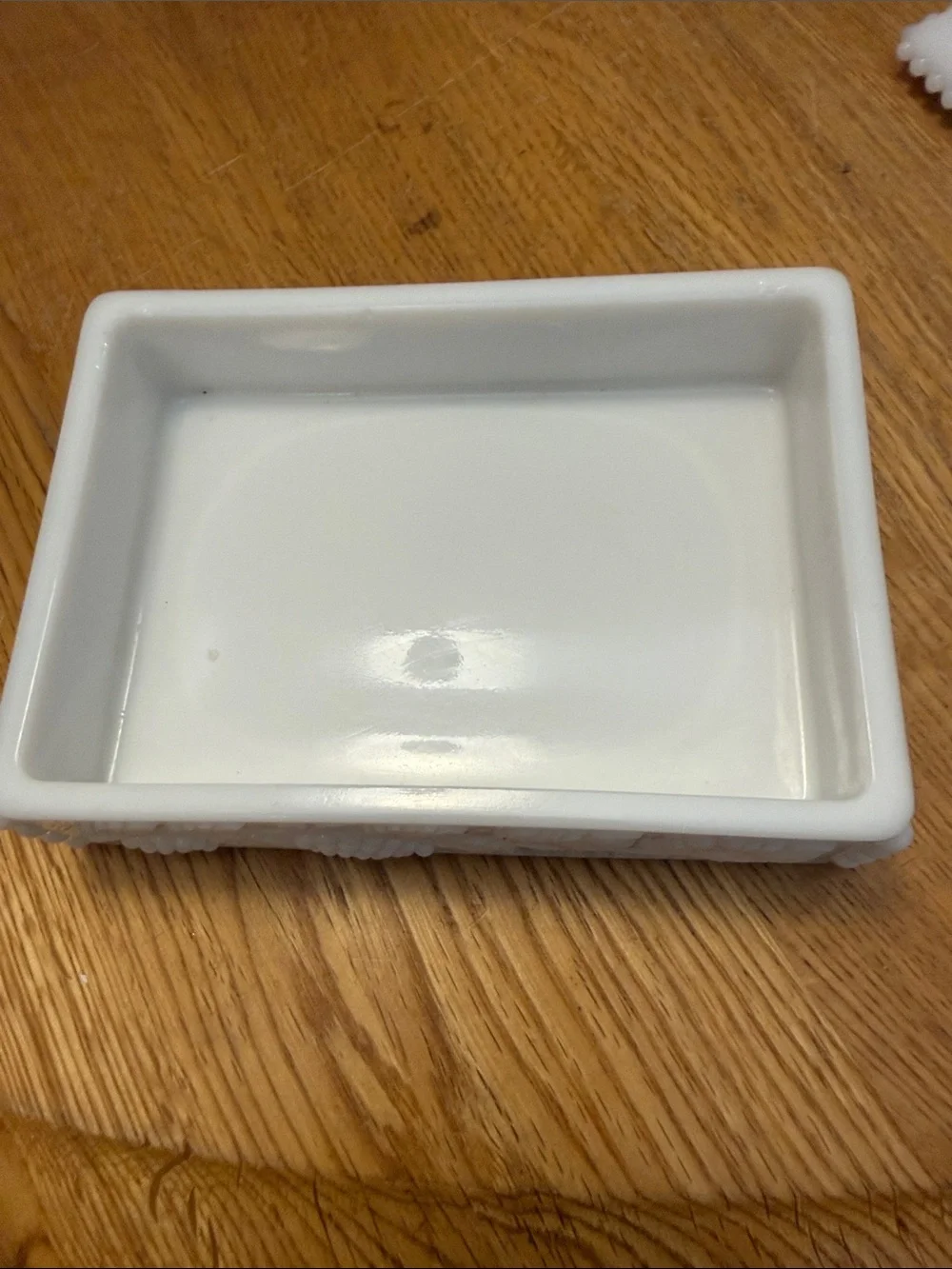 Westmoreland White Milk Glass Trinket Box with Grape Relief